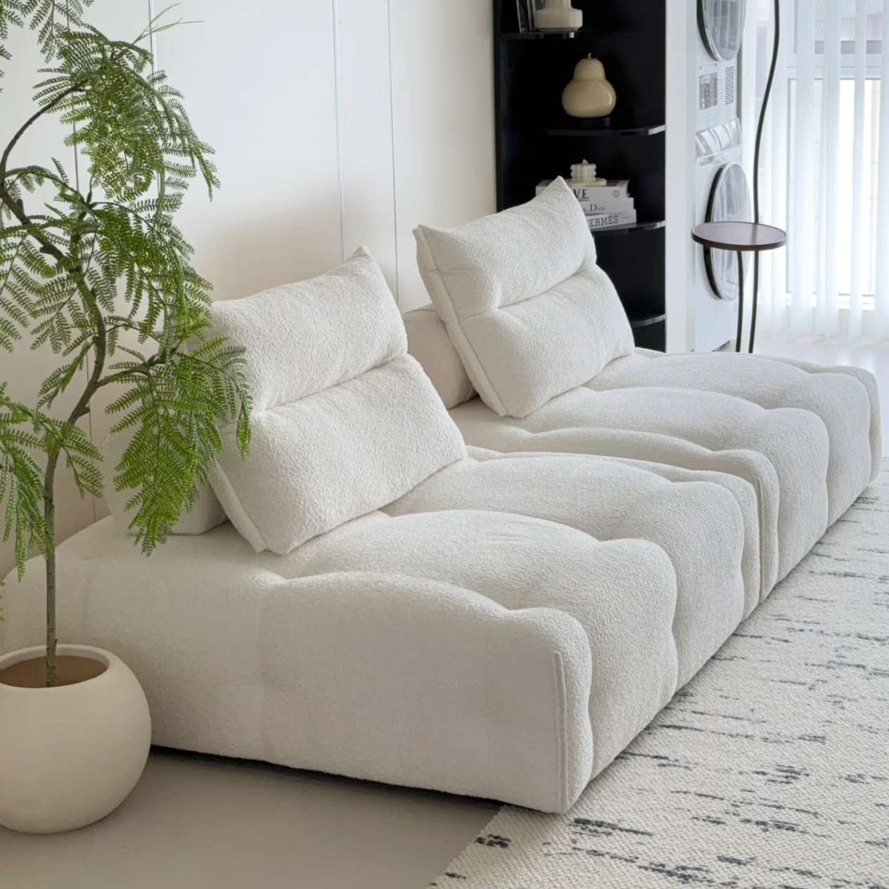 Modular Sectional Sofa Armless Square Couch Modern Single Free Combination Fleece Fabric