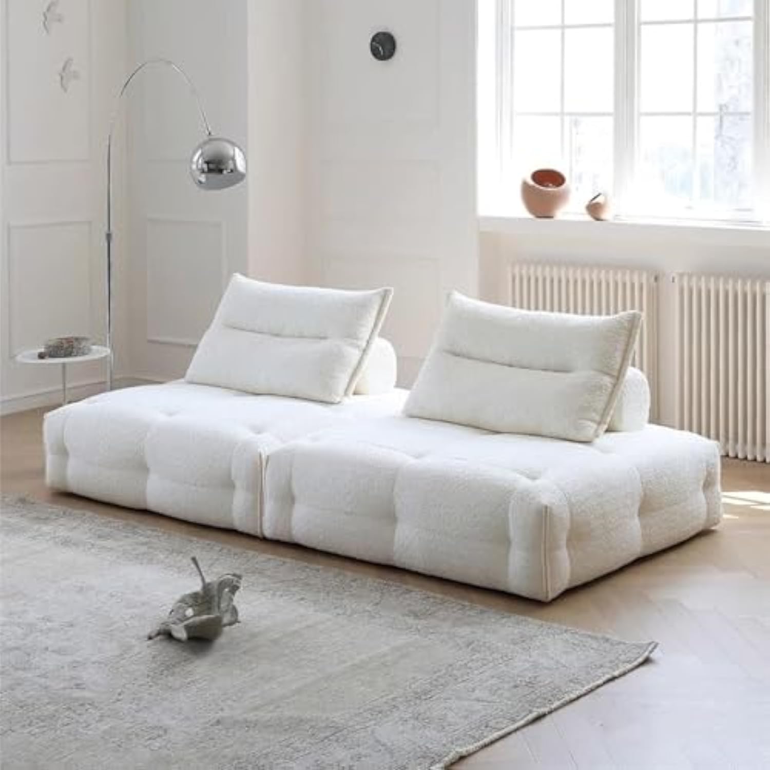 Modular Sectional Sofa Armless Square Couch Modern Single Free Combination Fleece Fabric