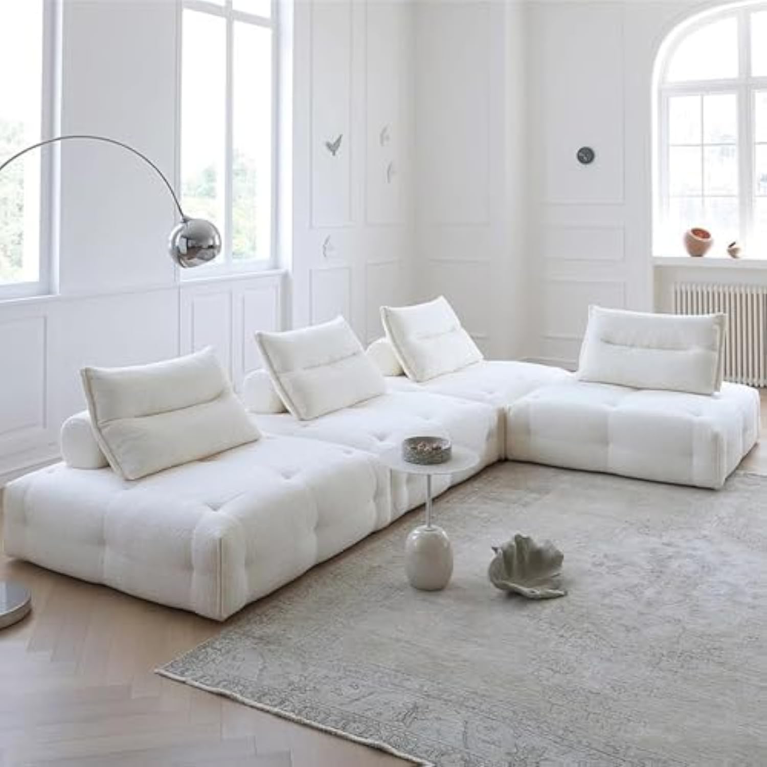 Modular Sectional Sofa Armless Square Couch Modern Single Free Combination Fleece Fabric