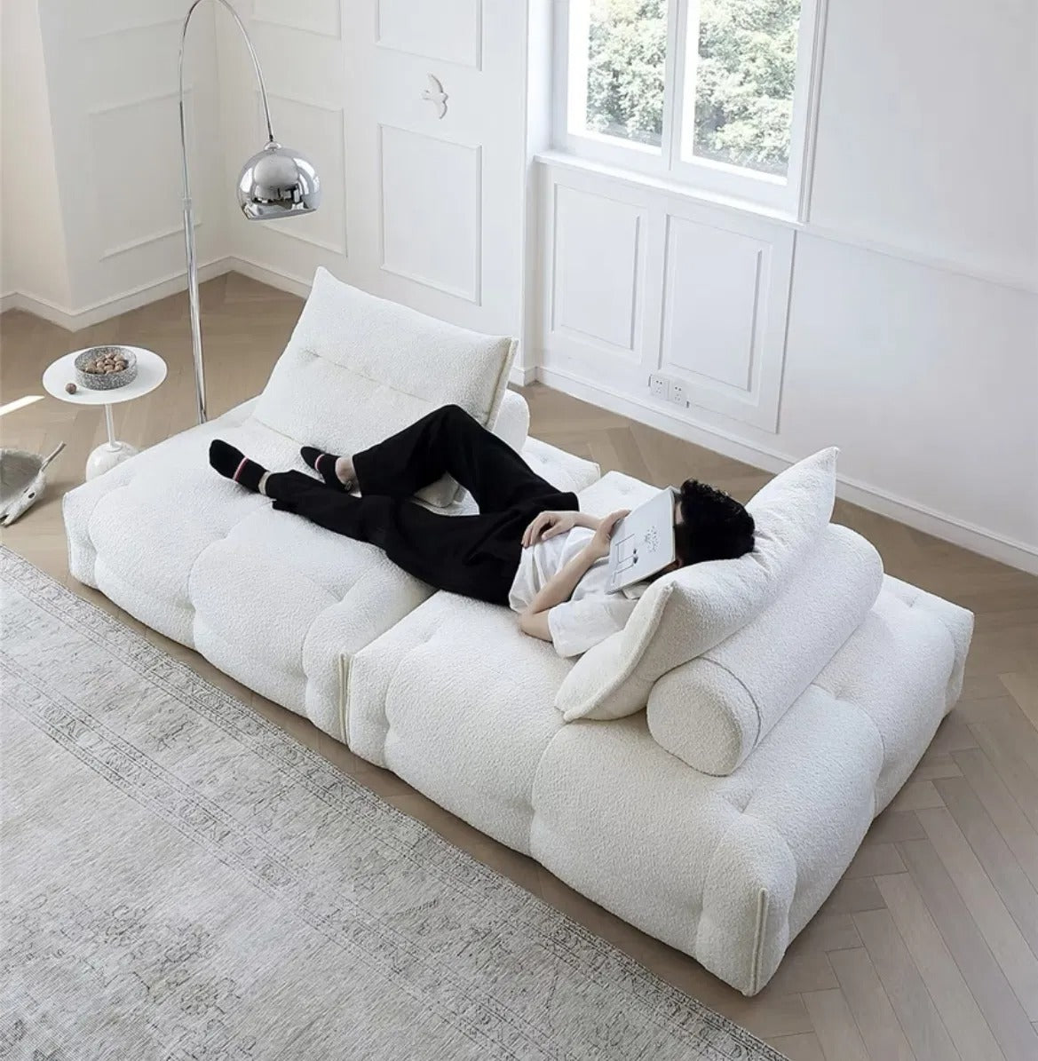 Modular Sectional Sofa Armless Square Couch Modern Single Free Combination Fleece Fabric