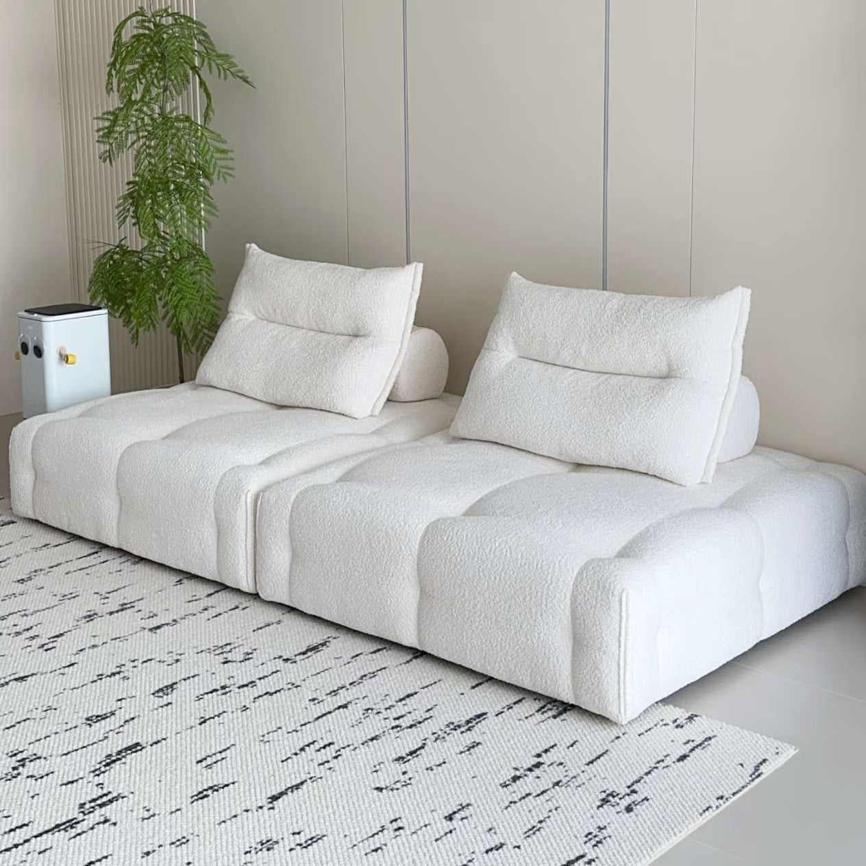 Modular Sectional Sofa Armless Square Couch Modern Single Free Combination Fleece Fabric