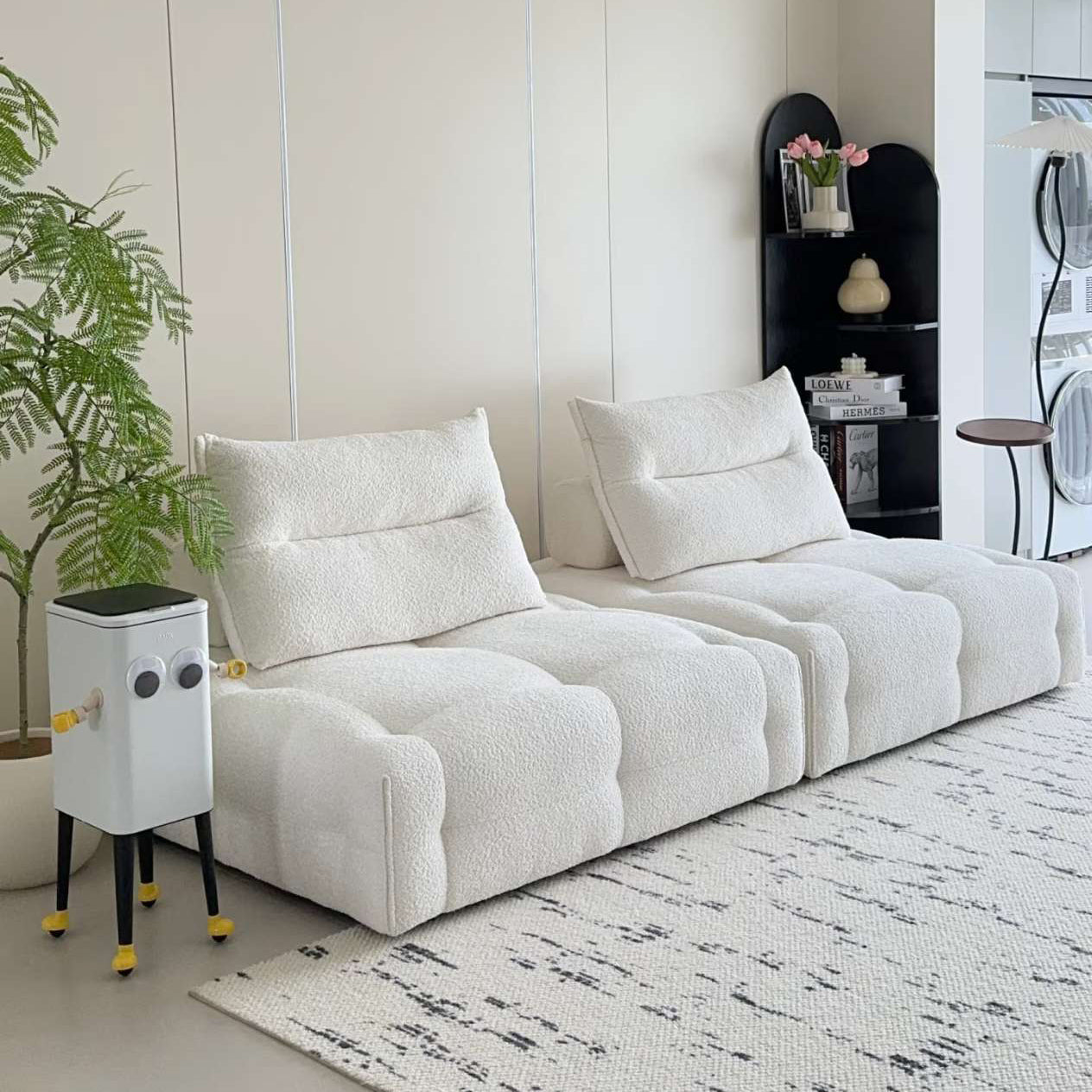 Modular Sectional Sofa Armless Square Couch Modern Single Free Combination Fleece Fabric