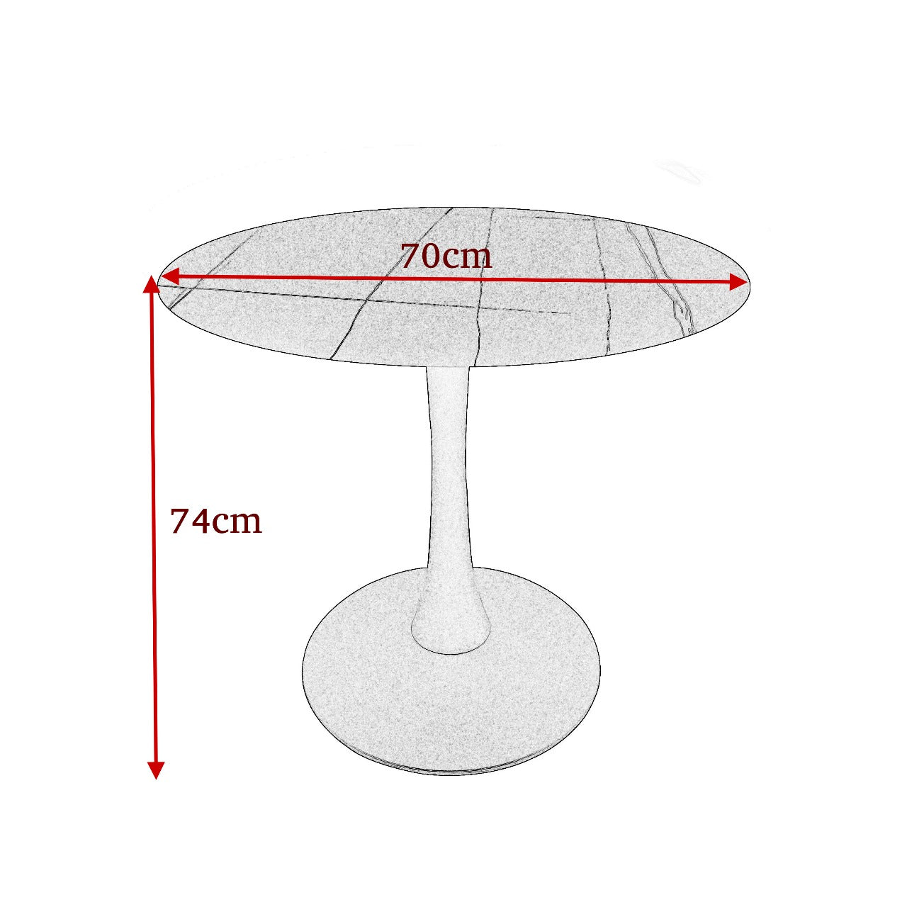 Compact Dining Table , 2-6 Seater for Home & Small Restaurants, Round 70cm, Space-Saving Design