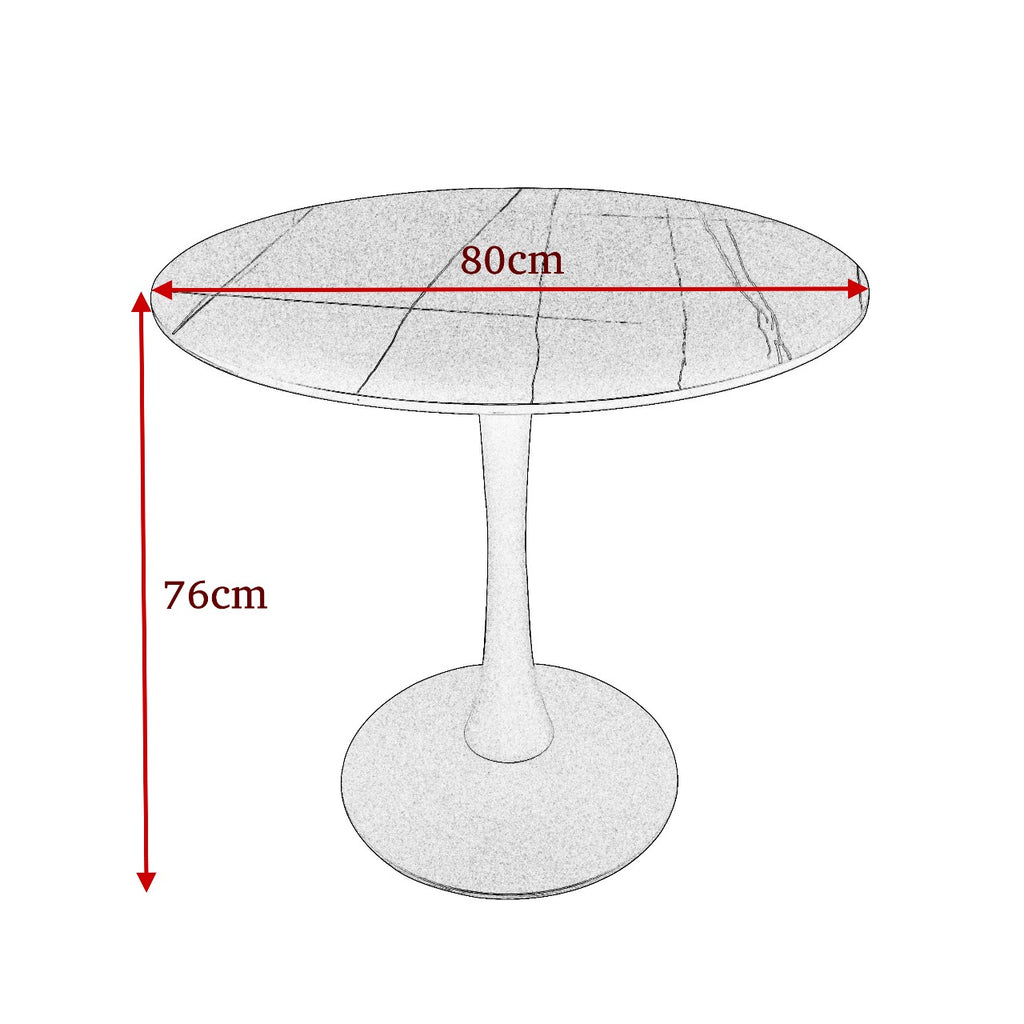 Compact Dining Table , 2-6 Seater for Home & Small Restaurants, Round 80cm, Space-Saving Design