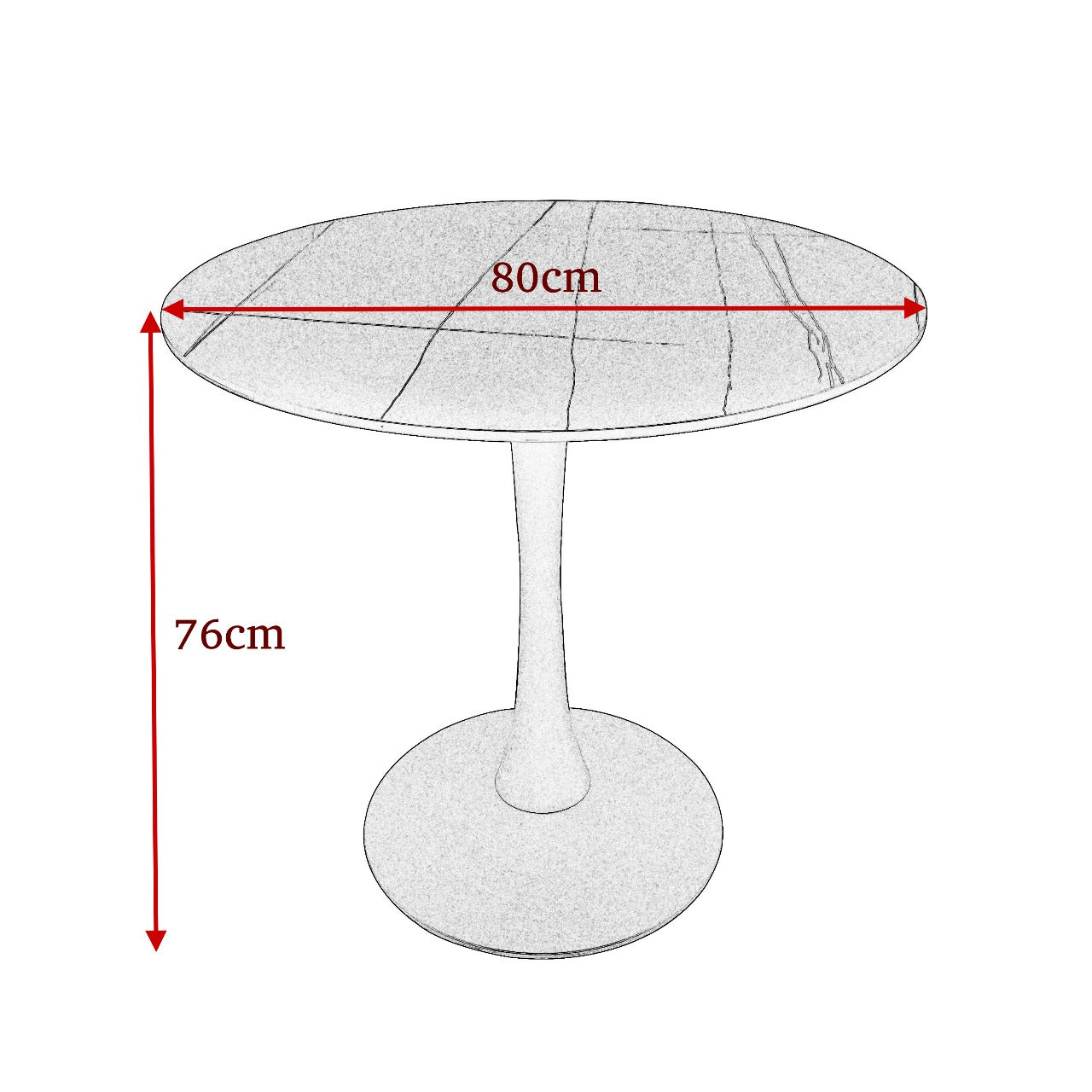 Compact Dining Table , 2-6 Seater for Home & Small Restaurants, Round 80cm, Space-Saving Design