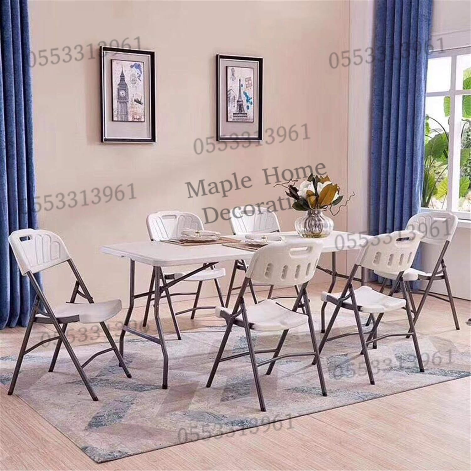 Plastic Folding Table Portable Trestle Table Multi-purpose Carry Handle Lightweight Dining Living Office Camp Picnic Party Beach Event Furniture
