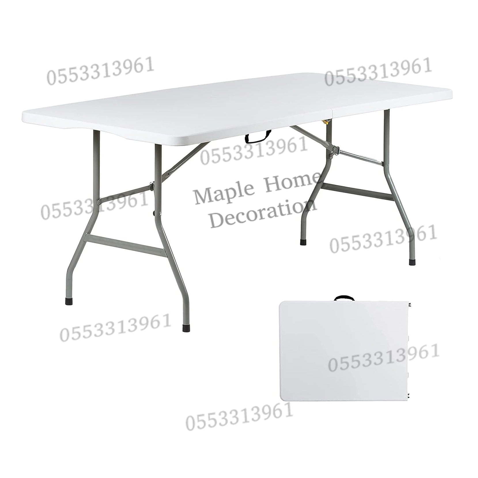 Plastic Folding Table Portable Trestle Table Multi-purpose Carry Handle Lightweight Dining Living Office Camp Picnic Party Beach Event Furniture