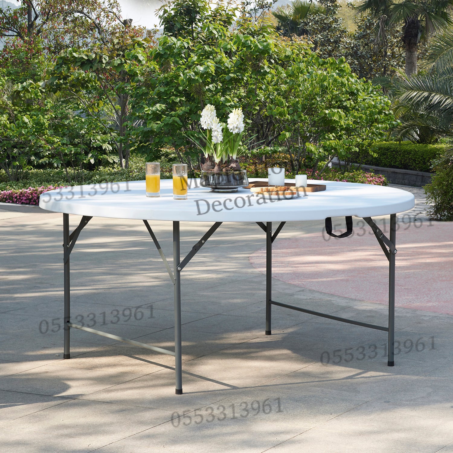 Plastic Folding Table Portable Trestle Table Multi-purpose Carry Handle Lightweight Dining Living Office Camp Picnic Party Beach Event Furniture