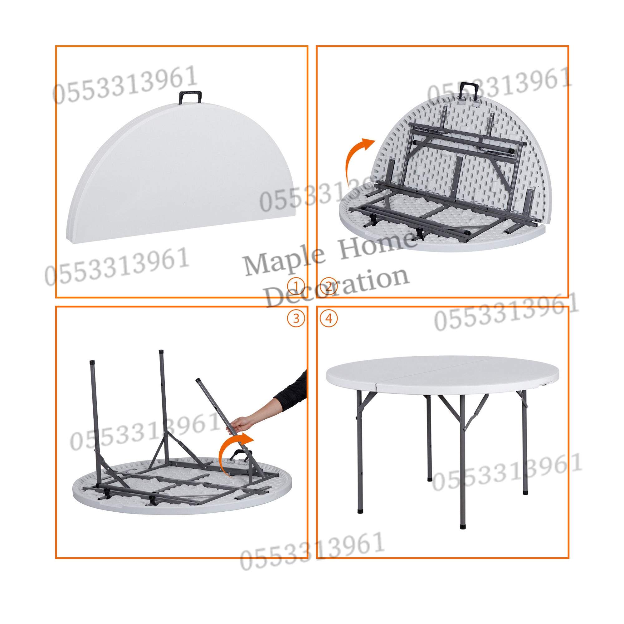 Plastic Folding Table Portable Trestle Table Multi-purpose Carry Handle Lightweight Dining Living Office Camp Picnic Party Beach Event Furniture