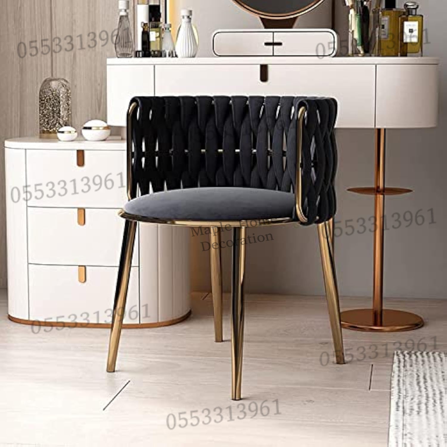 Dining Chairs Velvet Cushion Seat Chair Stainless Steel Golden Legs Dining Room Chair