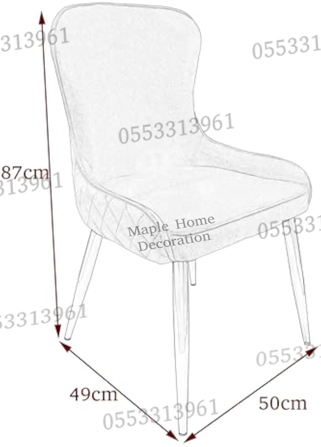 Dining Chairs Velvet Cushion Seat Chair Stainless Steel Golden Legs Dining Room Chair