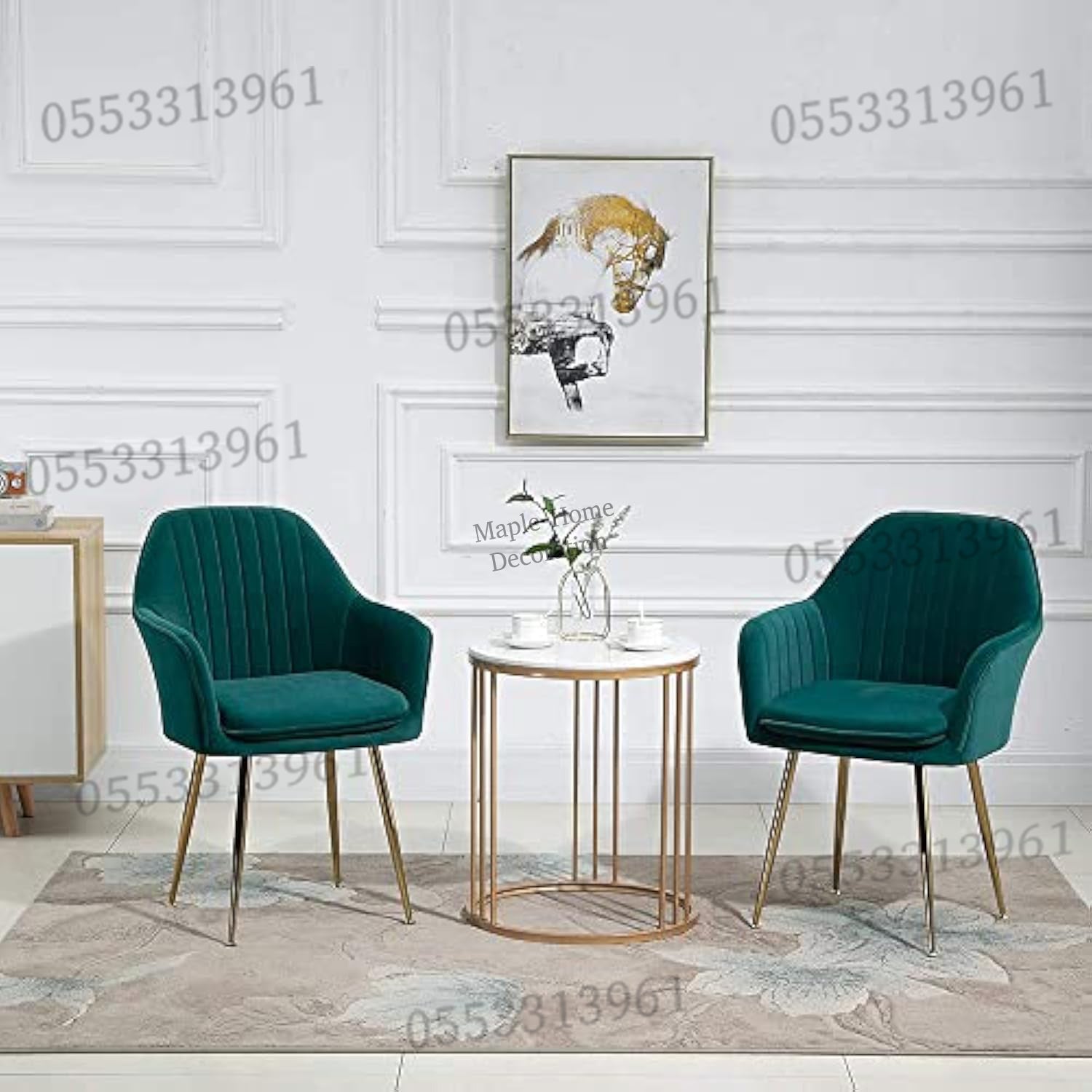 Dining Chairs Velvet Cushion Seat Chair Stainless Steel Golden Legs Dining Room Chair