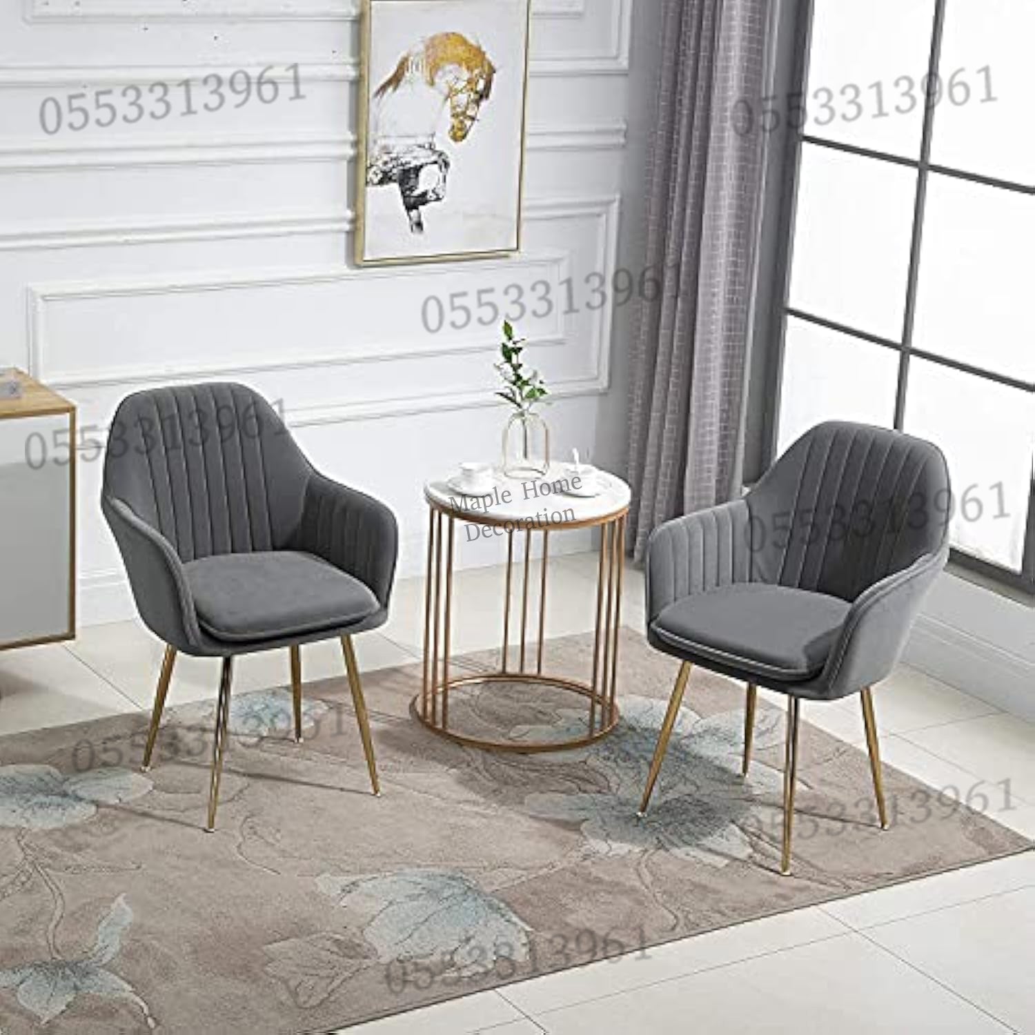 Dining Chairs Velvet Cushion Seat Chair Stainless Steel Golden Legs Dining Room Chair