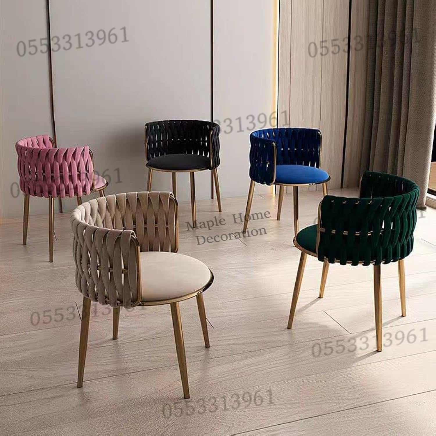Dining Chairs Velvet Cushion Seat Chair Stainless Steel Golden Legs Dining Room Chair