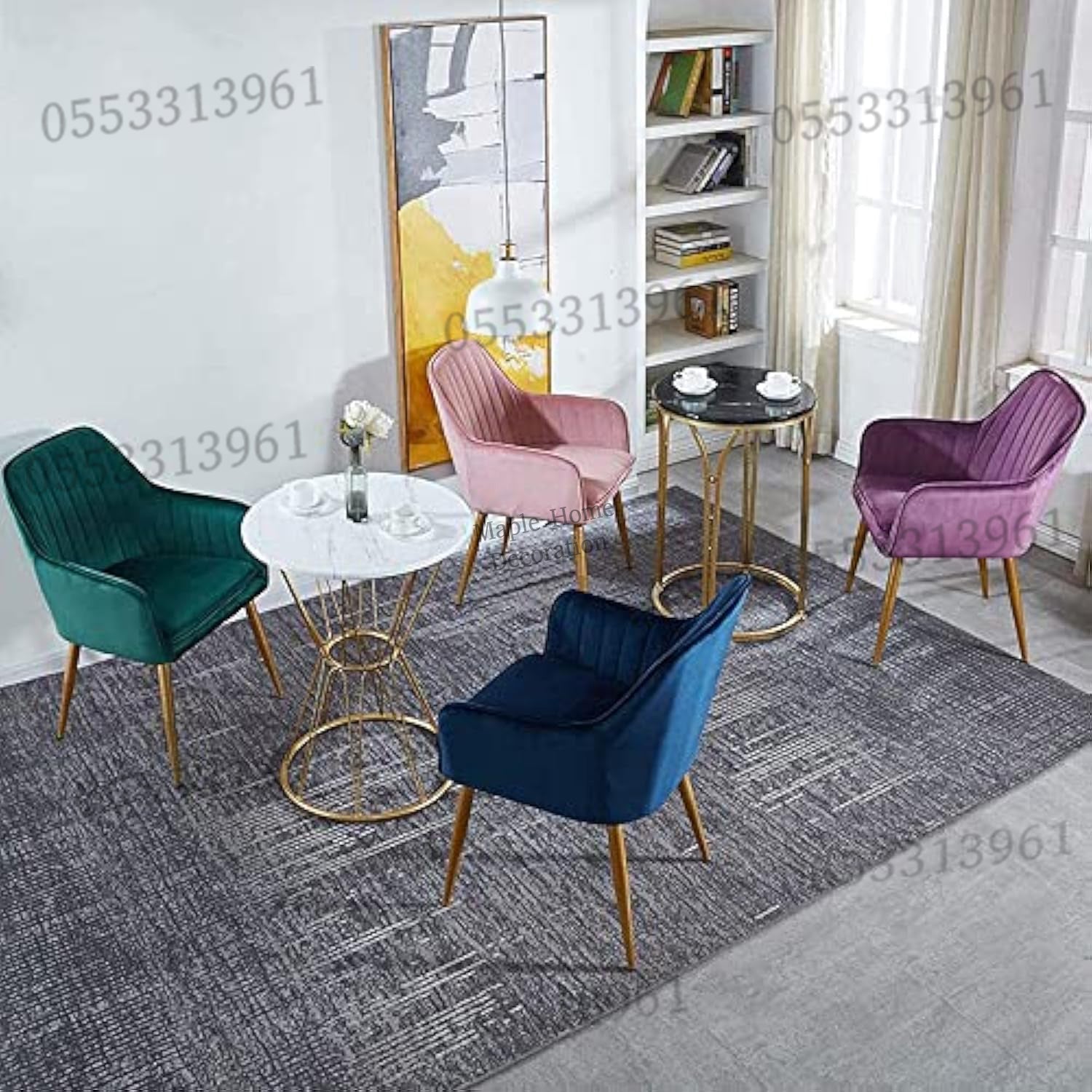 Dining Chairs Velvet Cushion Seat Chair Stainless Steel Golden Legs Dining Room Chair