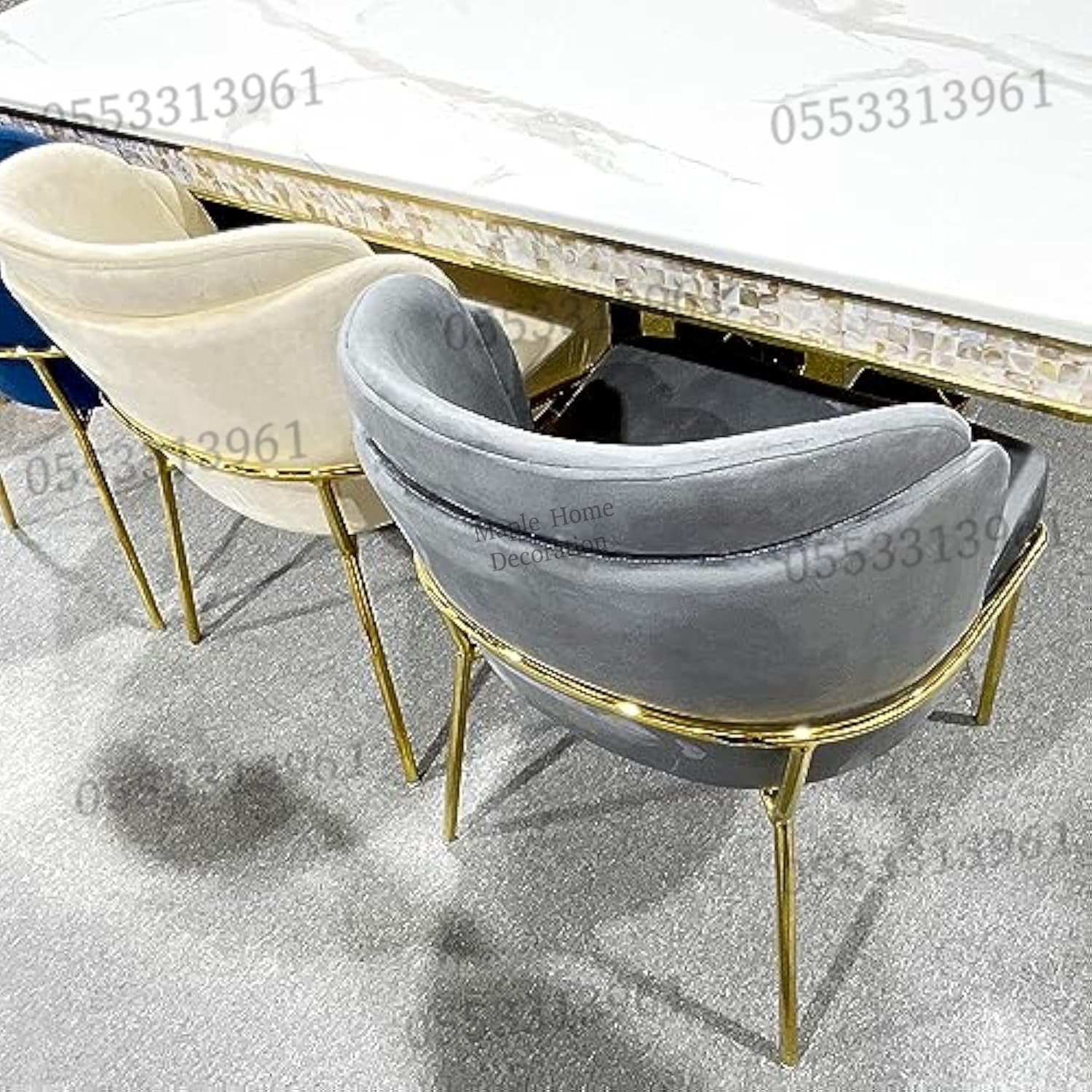 Dining Chairs Velvet Cushion Seat Chair Stainless Steel Golden Legs Dining Room Chair