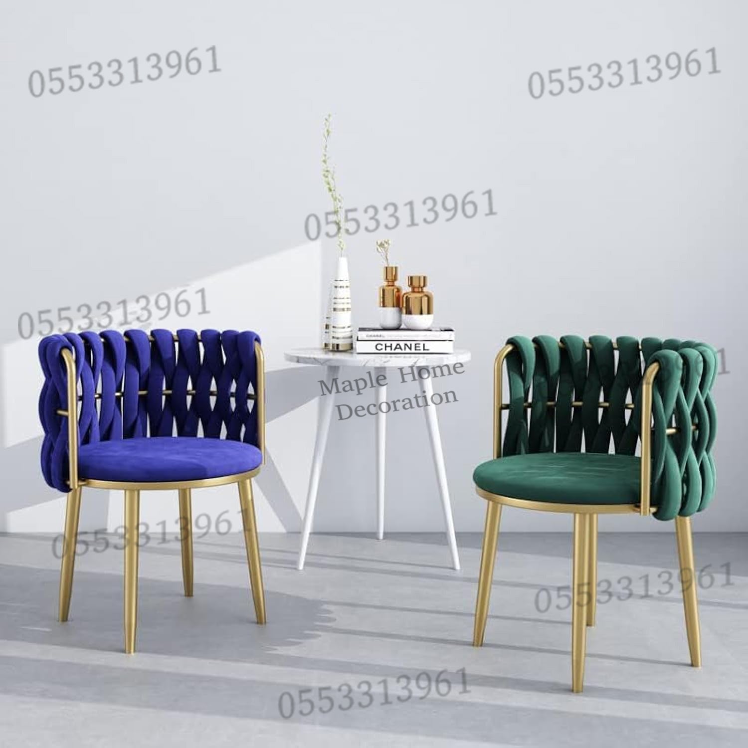 Dining Chairs Velvet Cushion Seat Chair Stainless Steel Golden Legs Dining Room Chair